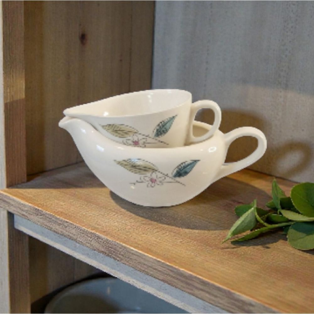 Mid Century Salem China Biscayne Gravy Boat And Creamer Set
